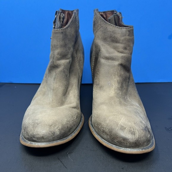 Aldo Women's Leather Ankle Booties Size 6.5 Chunky Heel Boots Distressed Brown - Picture 5 of 10